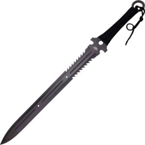 Black Serrated Fantasy Sword with Throwers