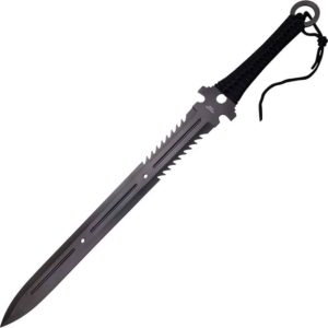 Black Serrated Fantasy Sword with Throwers