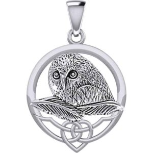 Silver Celtic Owl Pendant