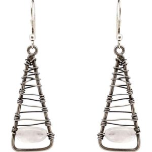 Wire-Wrapped Rose Quartz Medieval Earrings
