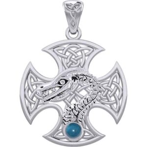 Silver Dragon with Celtic Cross Pendant