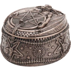 Bronze Pentagram Baphomet Oval Trinket Box