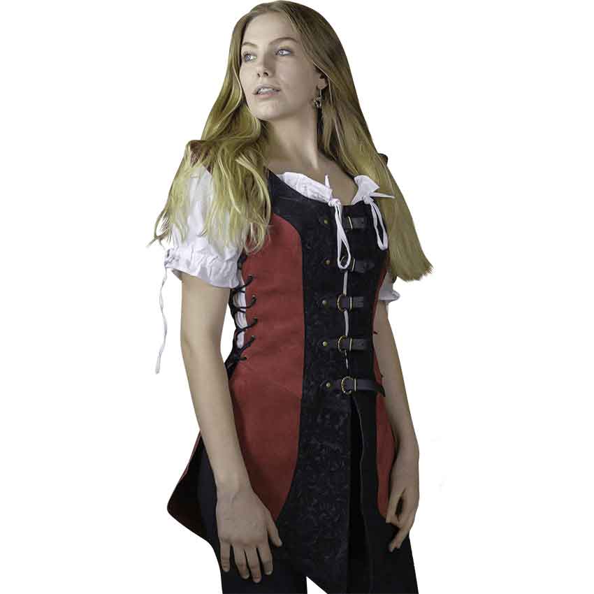 Ylenne Deluxe Long Doublet - Red with Black