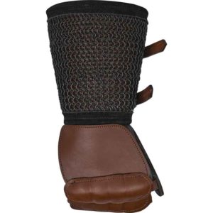 Leather Gauntlet With Chainmail - Brown