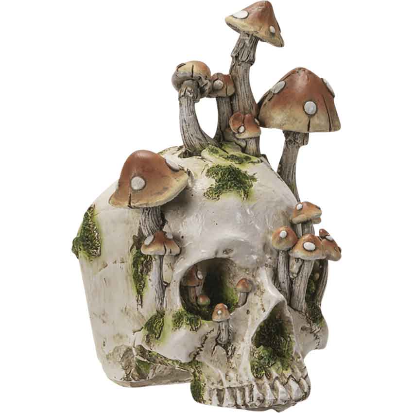 Spotted Cap Mushroom Skull Statue