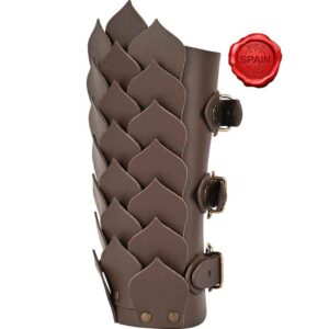 Leather Dragon Scale Bracers - Brown