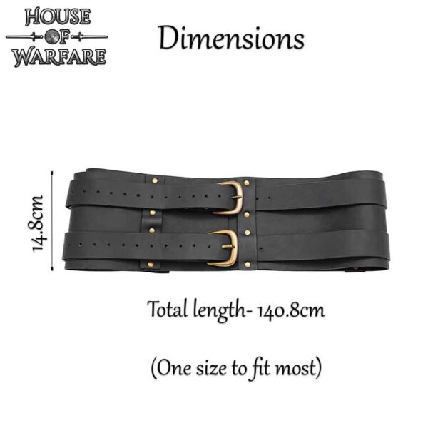 Wide Medieval Waist Belt - Black