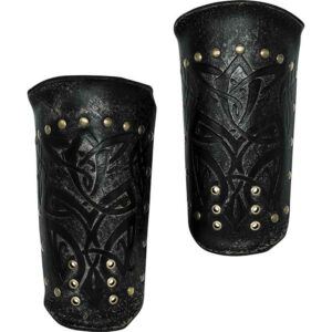 Odomar Viking Leather Bracers - Ashen