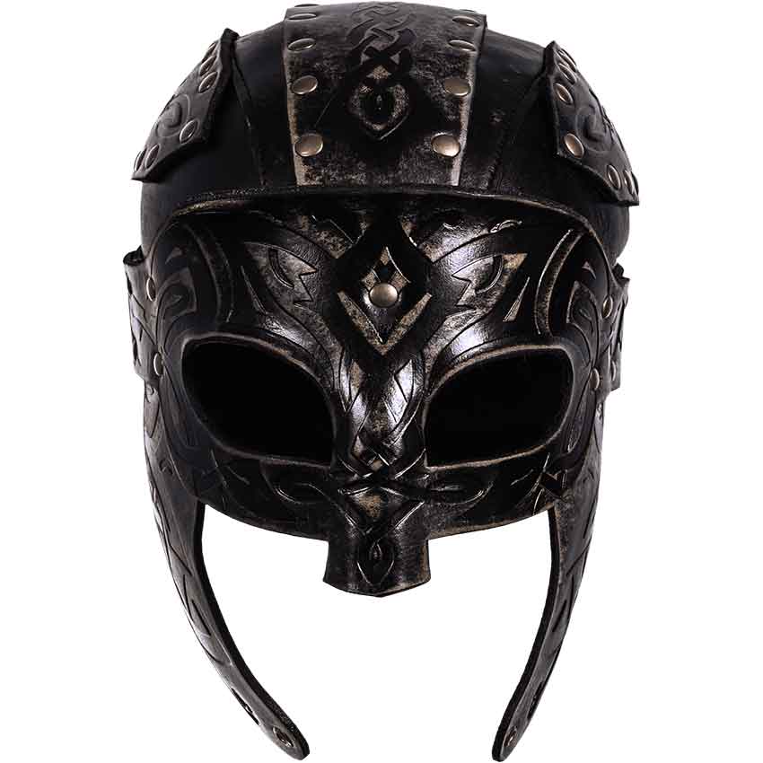 Odomar Viking Leather Helmet - Ashen