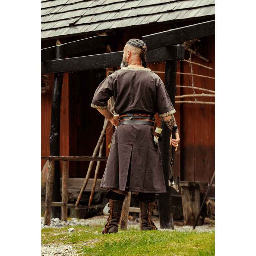 Viking tunic short sleeve Theobald, dark brown ⚔️ Medieval Shop