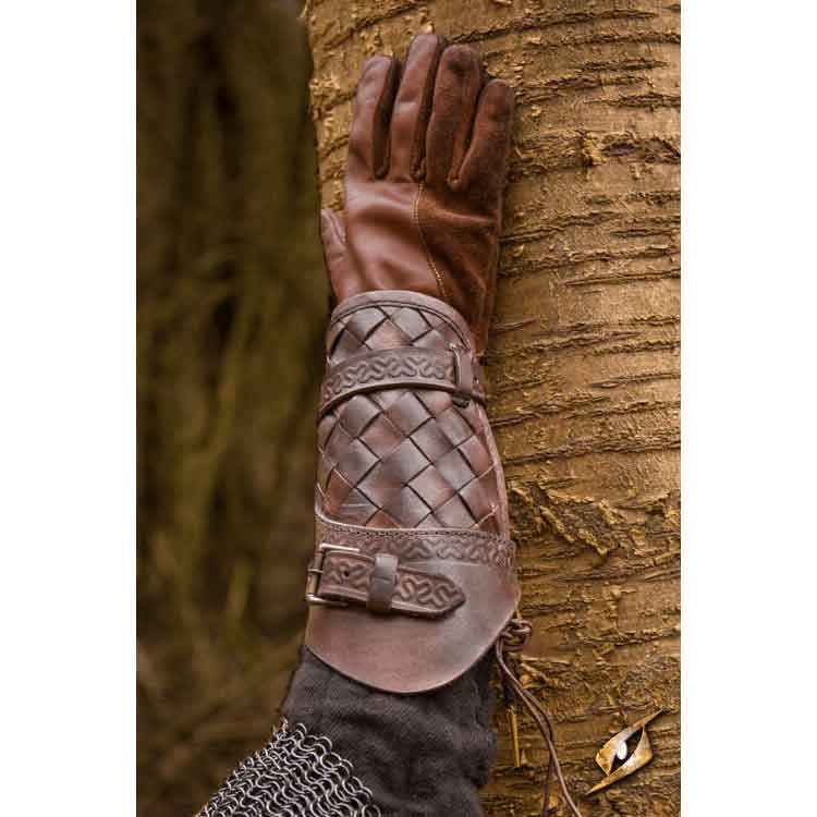 Leather Medieval Black Fantasy Bracers. Handmade Fantasy Bracer
