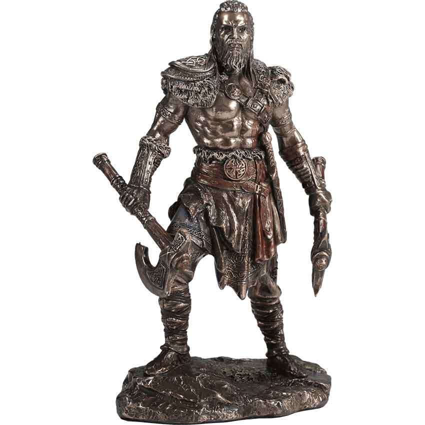 God of War Tyr Figurine With Fenrir Bronze Hand-painted 