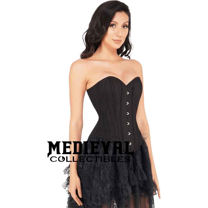 Geonna Black Cotton Overbust Corset