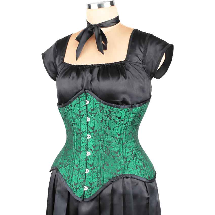 Green Brocade Waist Training Corset