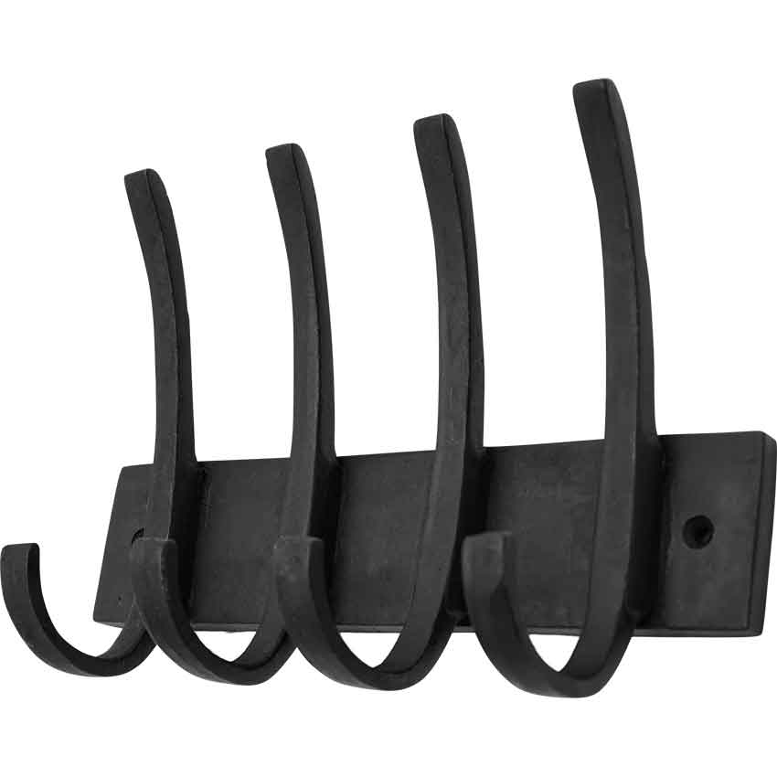 Wall Mounted 4 Hook Iron Rack