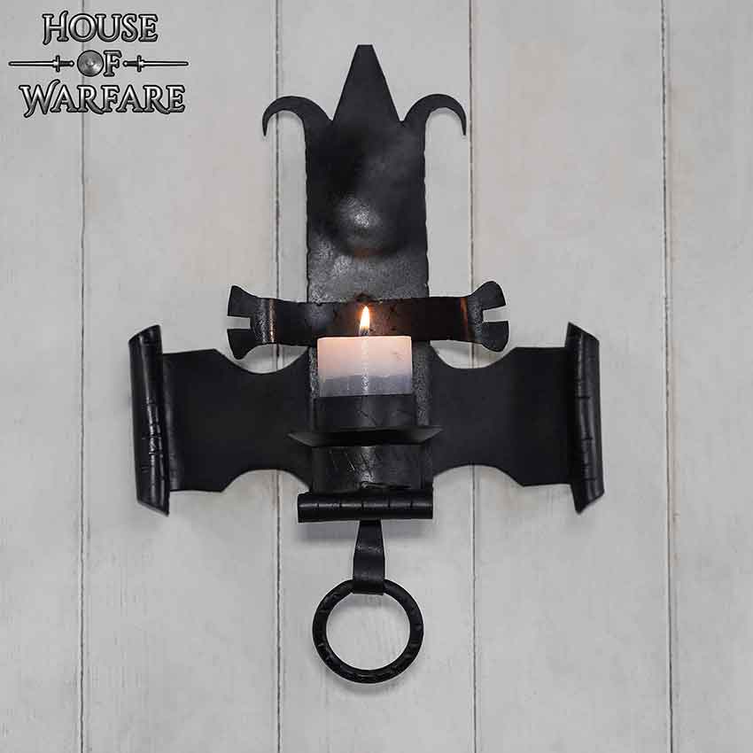 Black Iron Torch Gothic Dungeon Medieval Candle Holder Stand