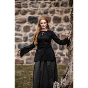 Lea Hooded Medieval Blouse - Black