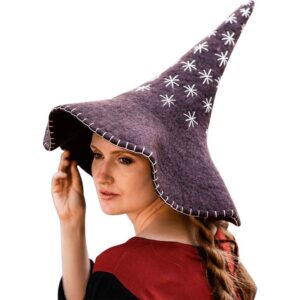 Star Wool Witch Hat - Brown