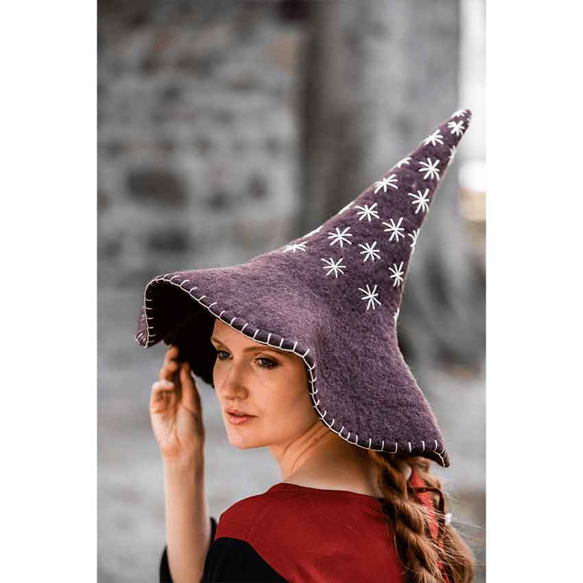 Star Wool Witch Hat - Brown