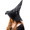 Star Wool Witch Hat - Black