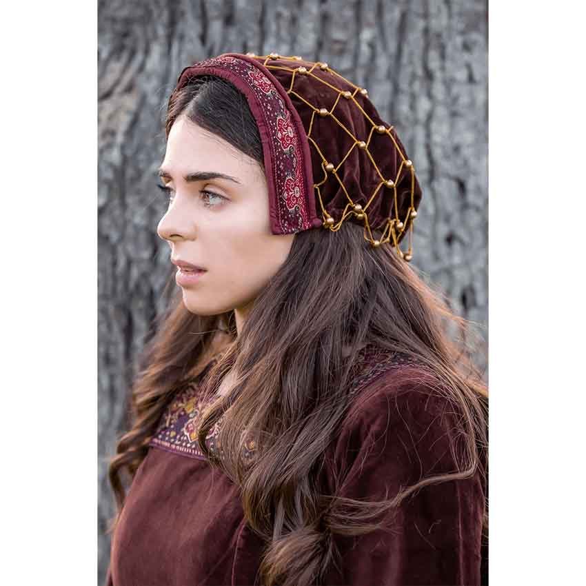 Elaine Noble Lady's Velvet Bonnet - Bordeaux