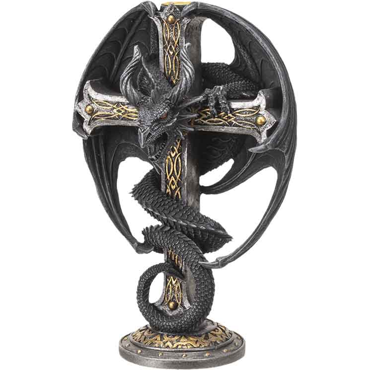 Dark Dragon Cross Candle Holder