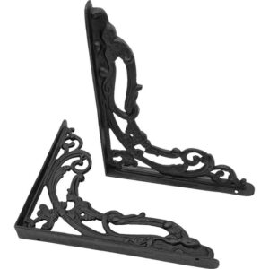 Hand Forged Victorian Flourish Shelf Brackets - Set of 2