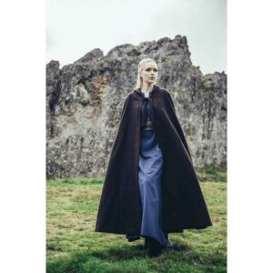 Alma Embroidered Wool Cloak - Brown