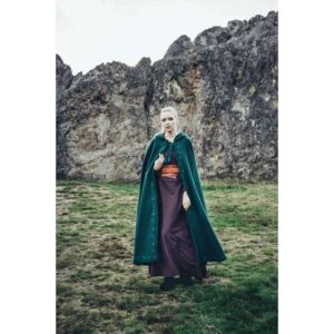 Alma Embroidered Wool Cloak - Green