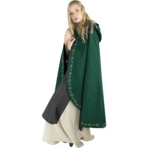 Asidis Hand Embroidered Wool Cloak - Green