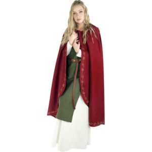 Asidis Hand Embroidered Wool Cloak - Red