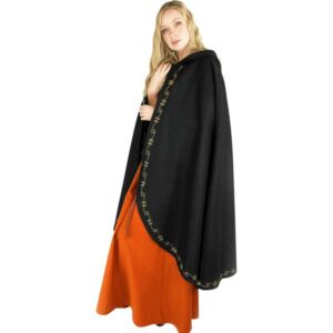 Asidis Hand Embroidered Wool Cloak - Black