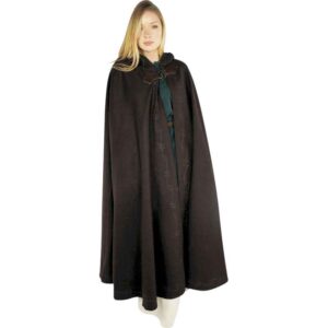 Gesa Embroidered Cloak with Clasp - Brown