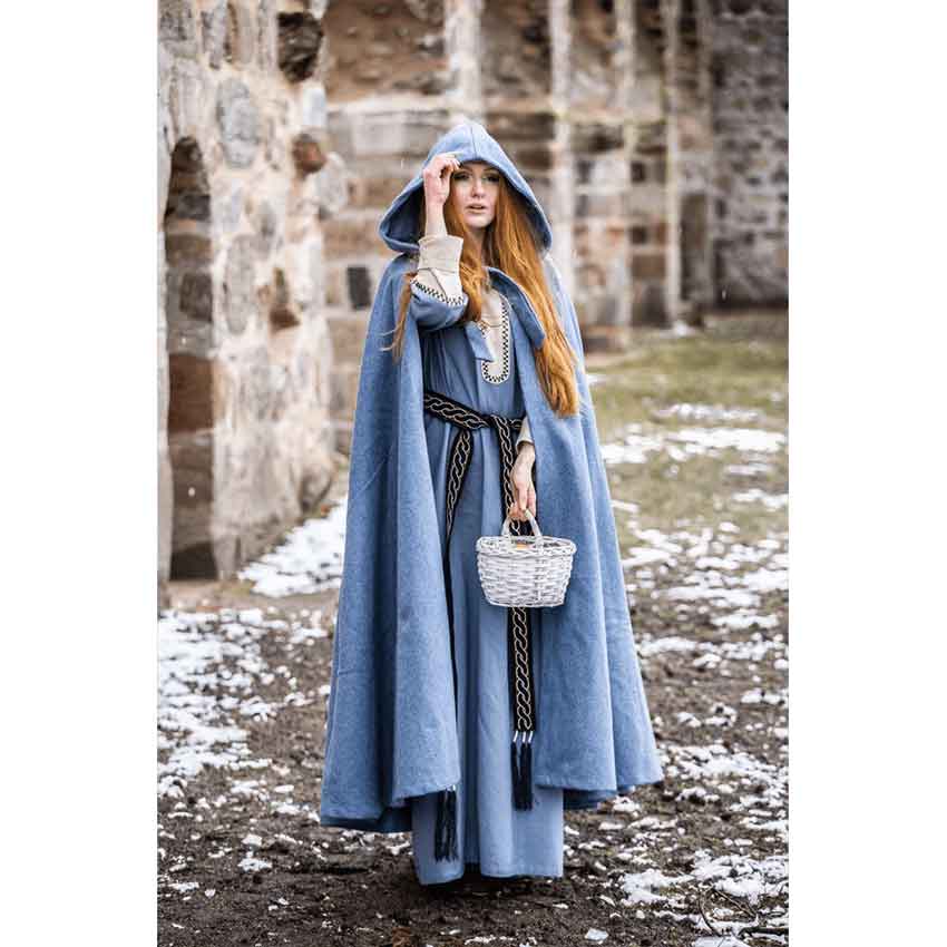 Mila Hooded Medieval Cloak - Dove Blue