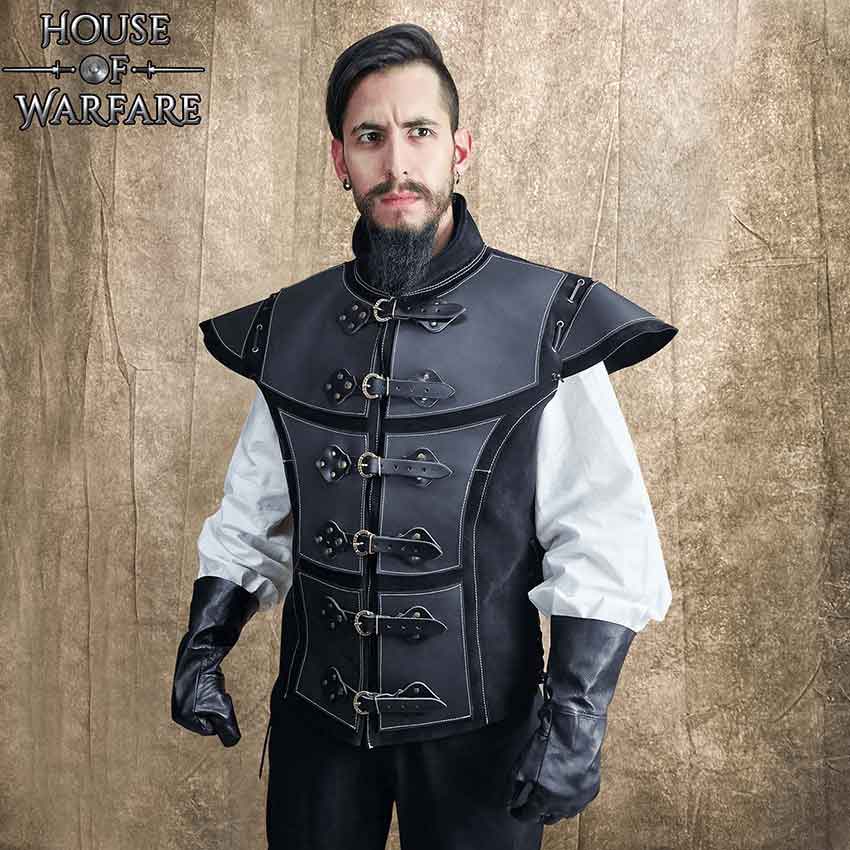 Medieval Leather Armor Samurai Vest Sleeveless Jerkin Cuirass