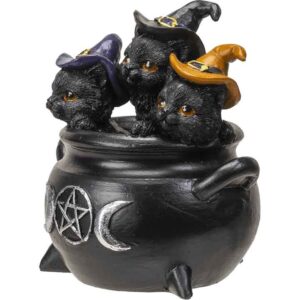 Black Kittens in Cauldron Statue