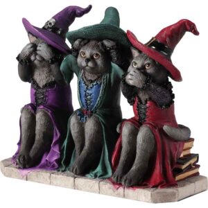 No Evil Witch Cats Statue