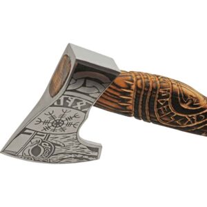 Runic Etched Viking Axe with Sheath