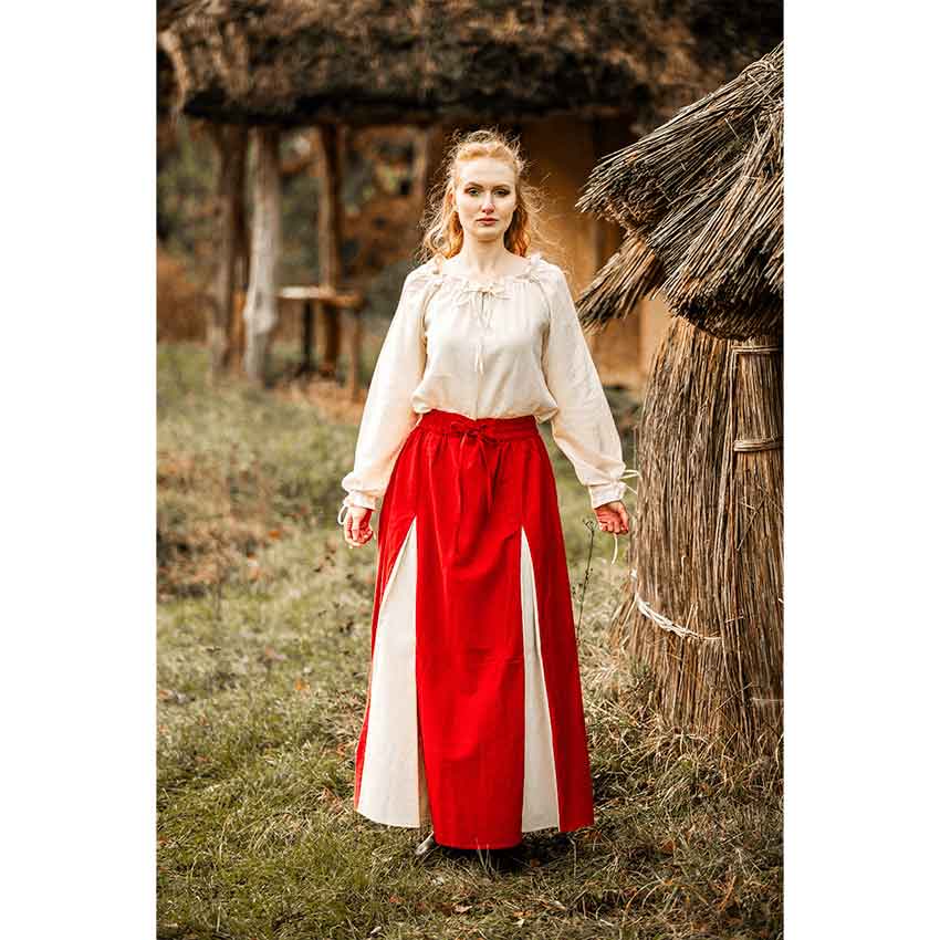 Isabella Medieval Skirt - Red/Natural