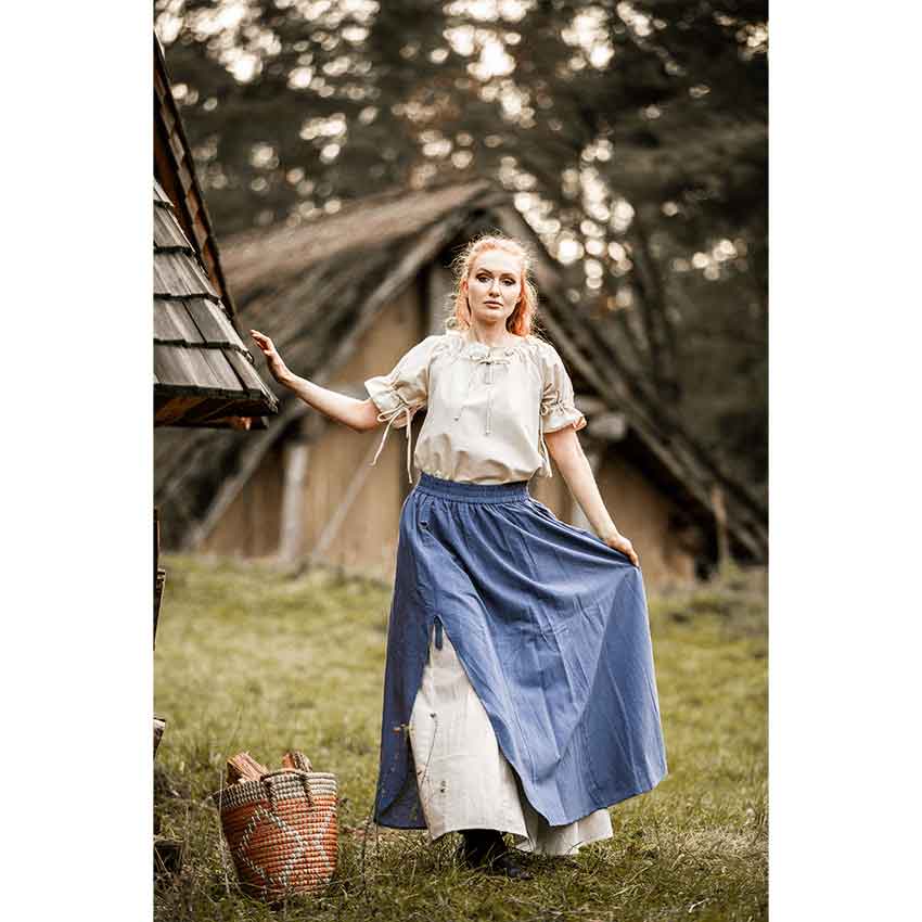 Elise Medieval Layered Skirt - Blue/Natural