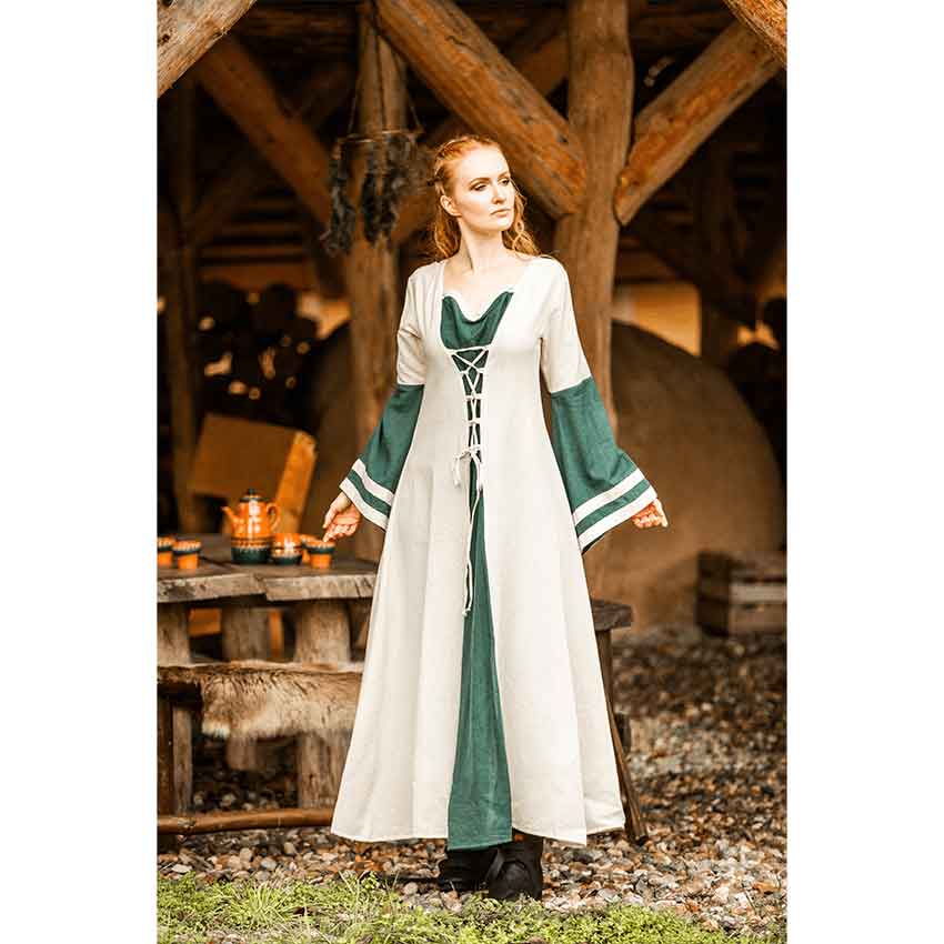 Dorothea Medieval Dress - Natural/Green