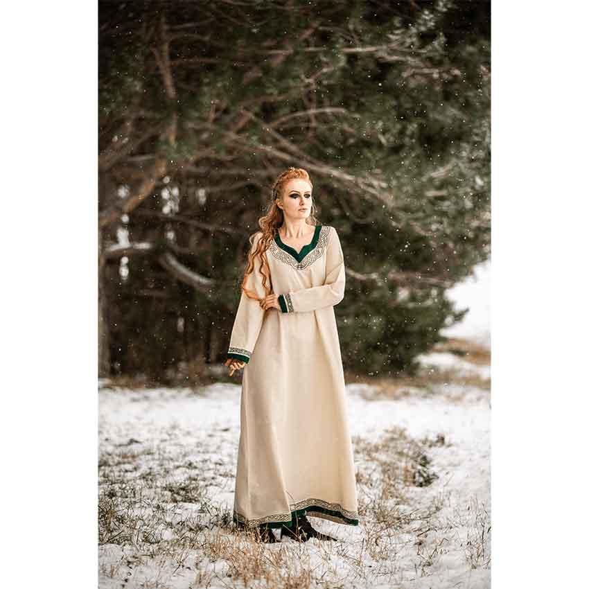 Lagertha Viking Dress – Natural/Green