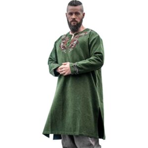 Snorri Urnes Embroidered Viking Tunic - Green