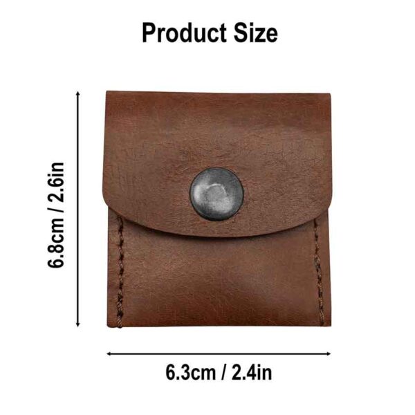 Square Leather Coin Pouch - Brown