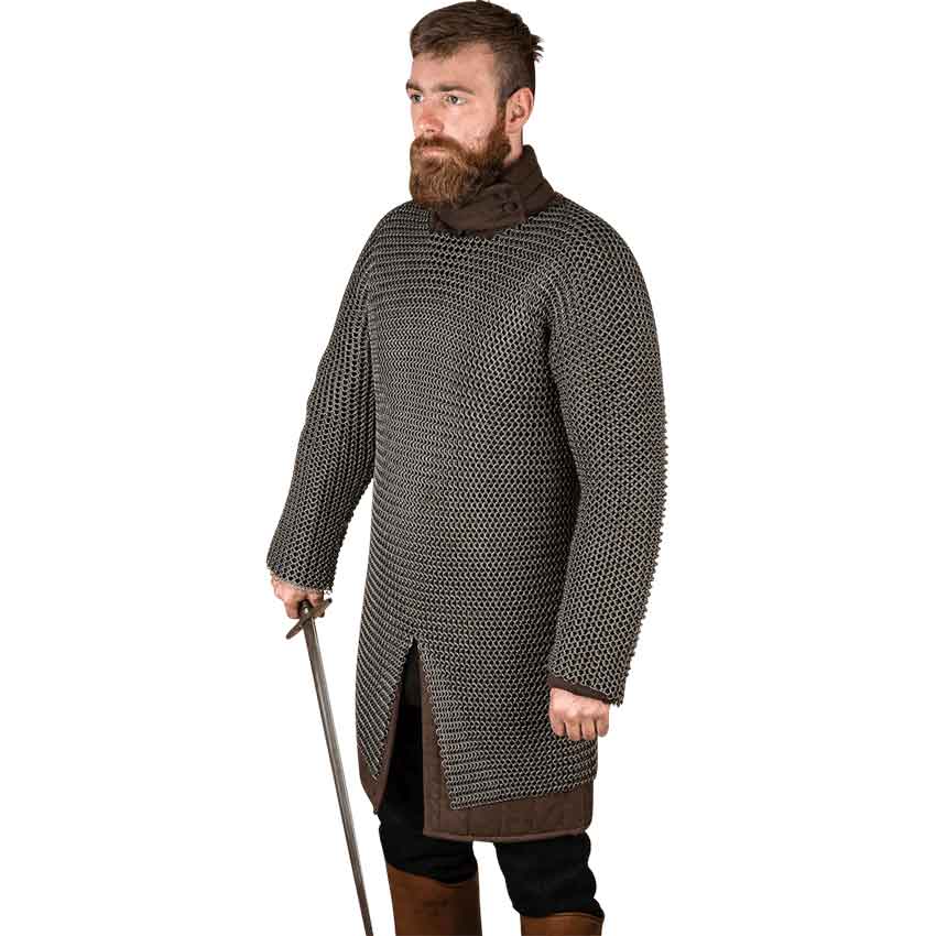 Long Sleeve Steel Chainmail Hauberk - 9mm Round Rings