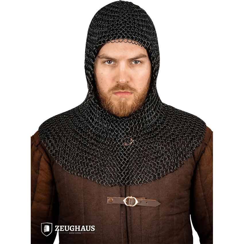 Black Dynasty Chainmail Coif - 10mm Round Rings