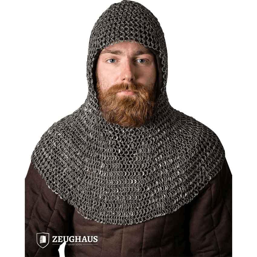 Riveted Steel Chainmail Coif - 10mm Round Rings