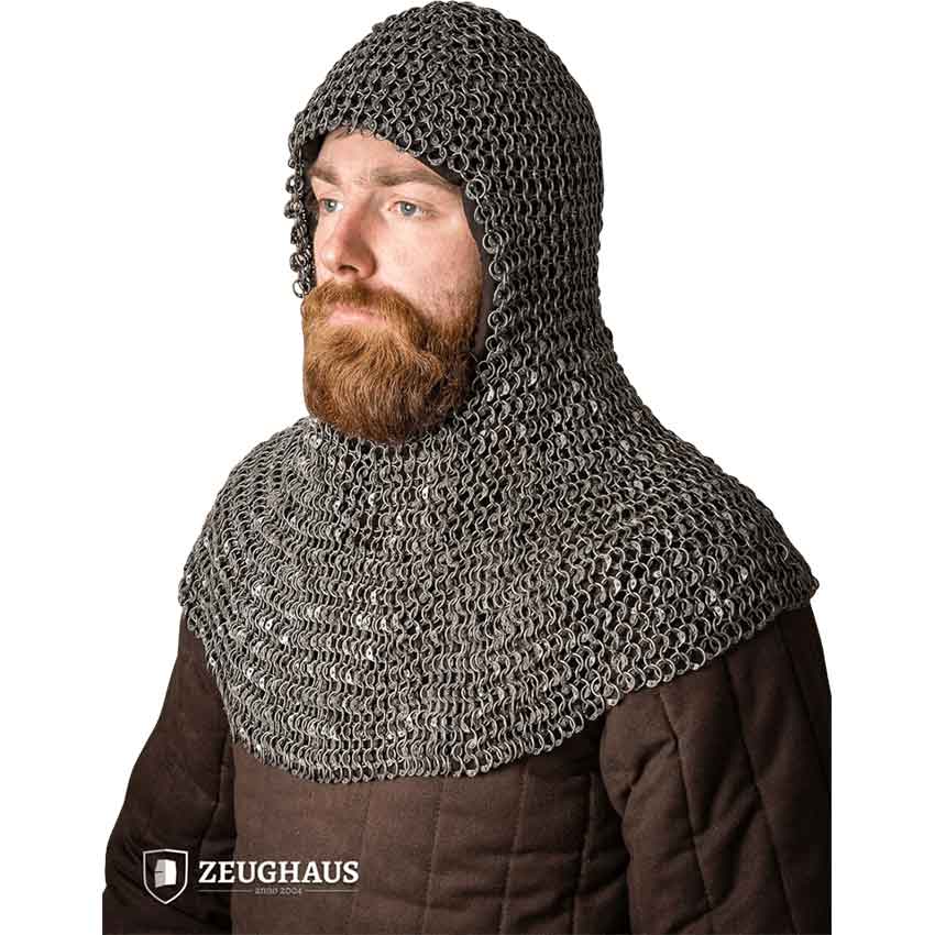 Riveted Steel Chainmail Coif - 10mm Round Rings