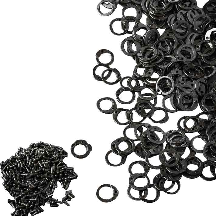 9mm Flat Blackened Chainmail Rings with Rivets