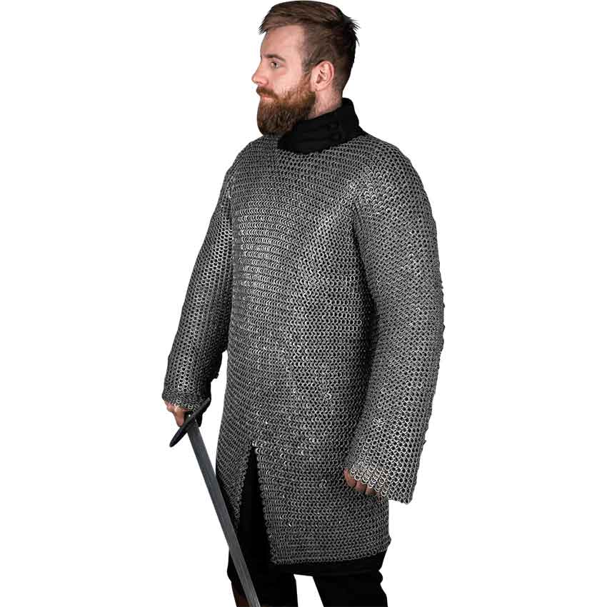 Wedge Riveted Chainmail Hauberk - 9mm Flat Rings